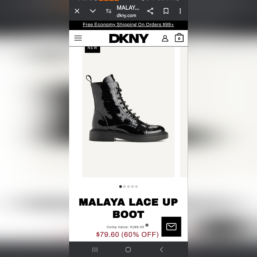 Donna Karan Malaya Lace-Up/Zipper-Up Logo On Tongue Women's Black  Boots SZ 6